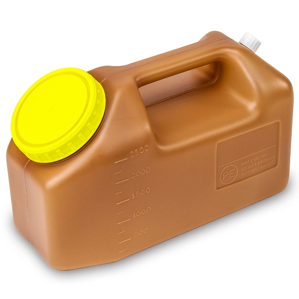 Globe Scientific Container, 24 Hour Urine Collection, 2500mL (2.5 Liter), Affixed Screwcap, Amber 